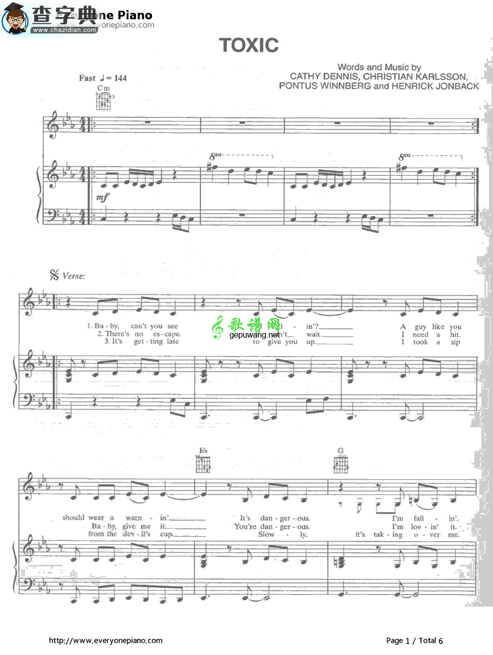 【Toxic钢琴谱】Britney Spears