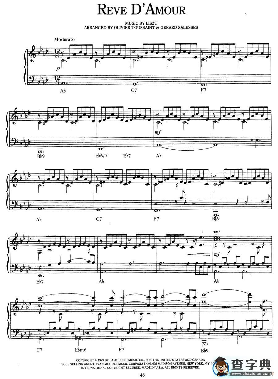 Reve DAmour（梦幻）钢琴谱