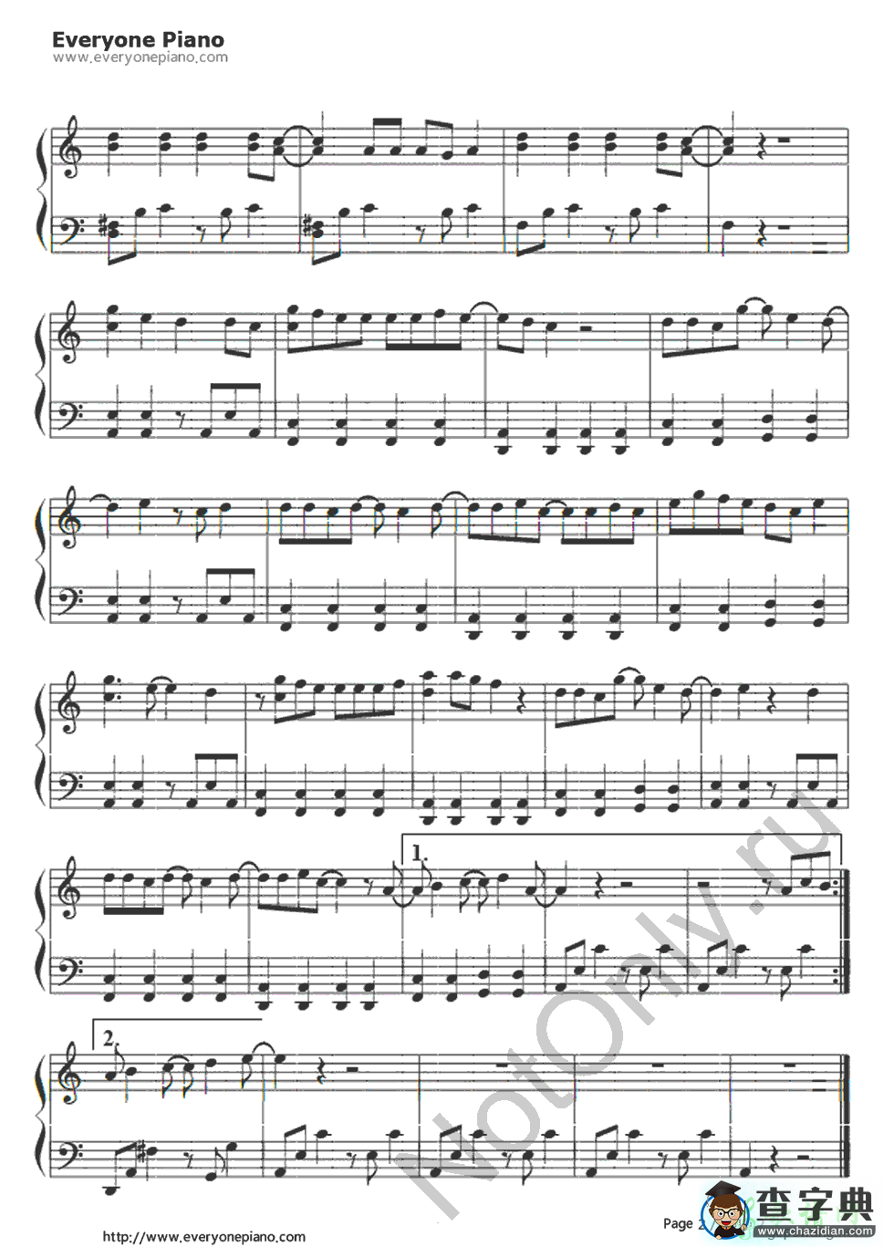 【I Write Sins Not Tragedies钢琴谱】五线谱