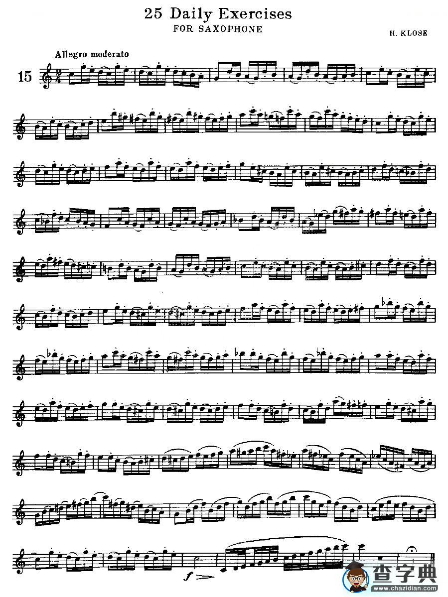 25 Daily Exercises 之15萨克斯谱