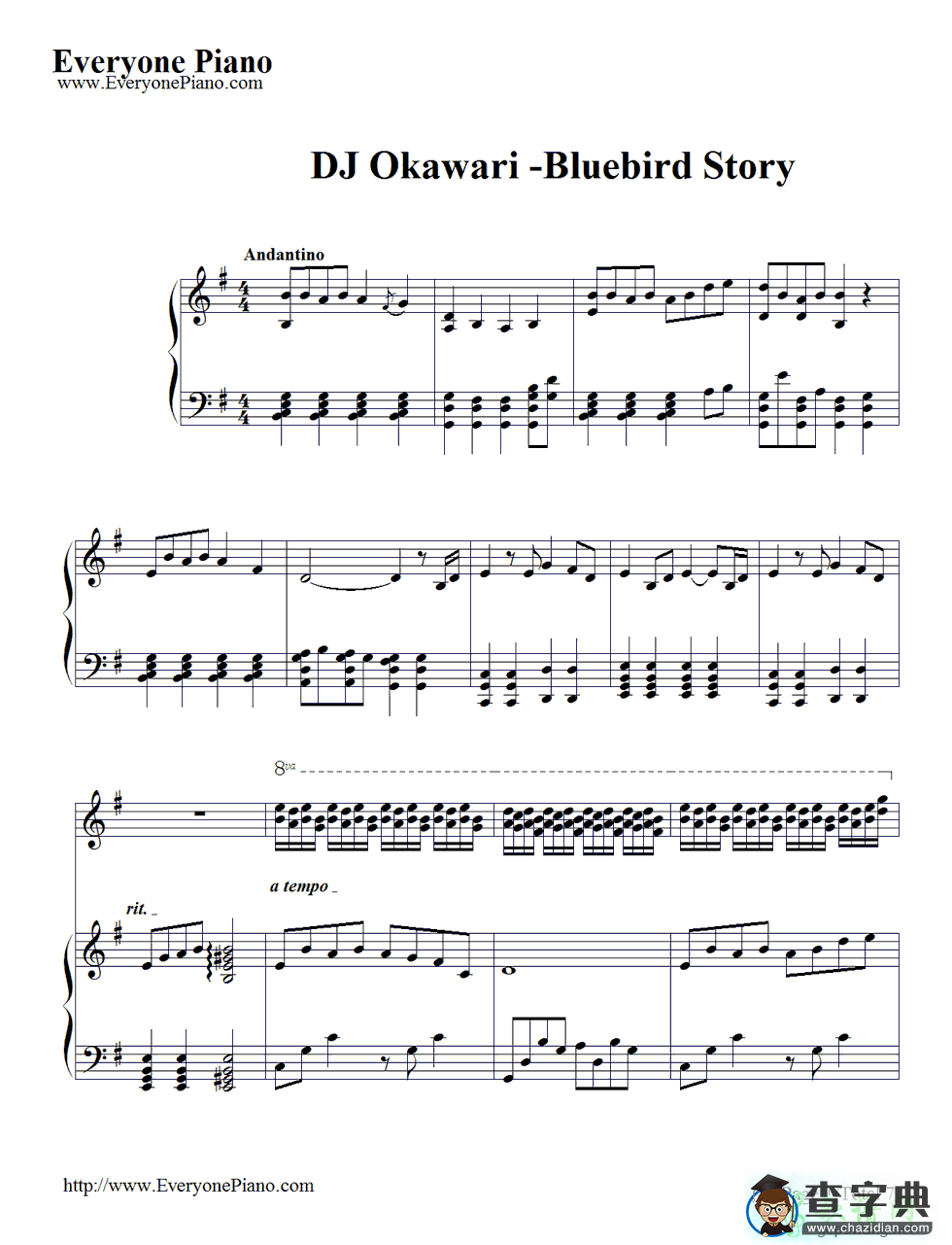 【Bluebird Story钢琴谱】五线谱
