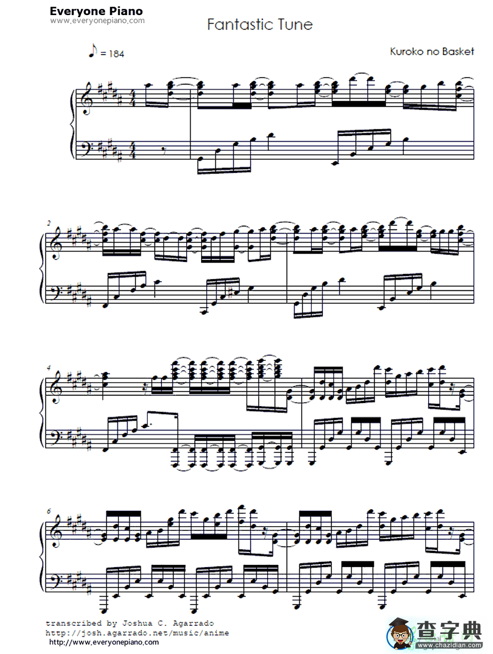 【FANTASTIC TUNE钢琴谱】五线谱