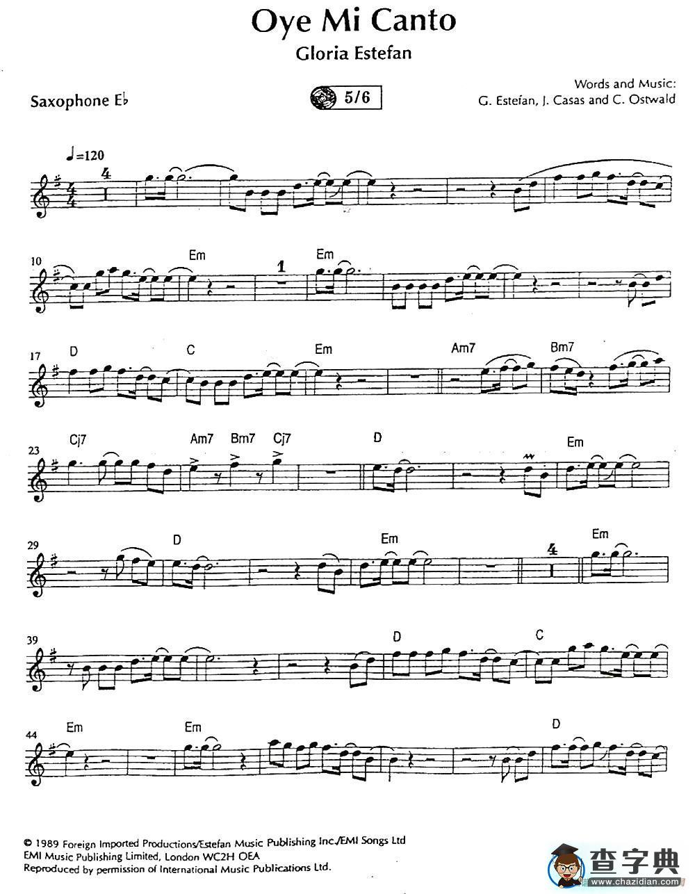 Oye Mi Canto萨克斯谱