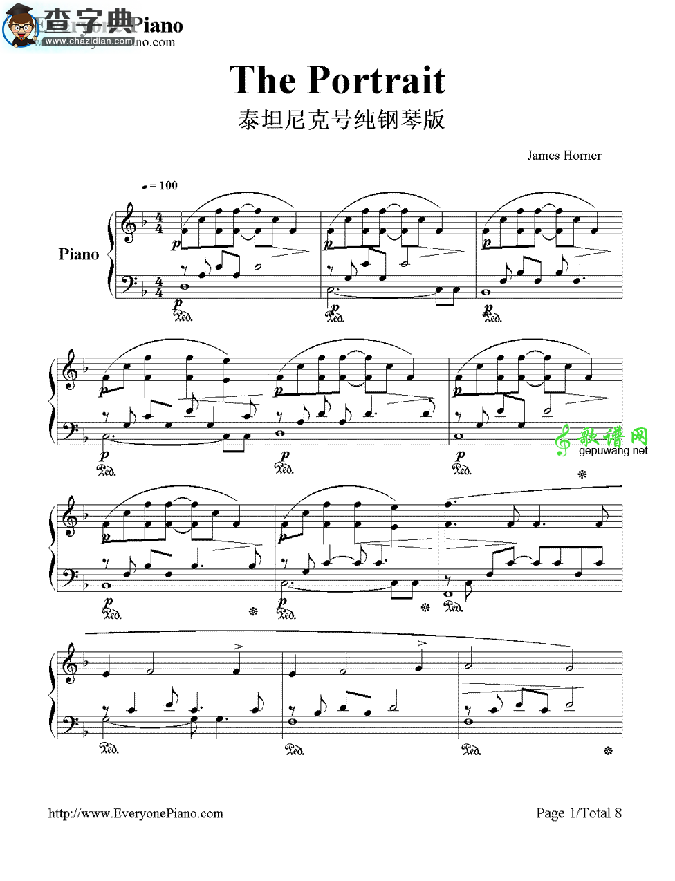【The Portrait钢琴谱】The Portrait钢琴简谱