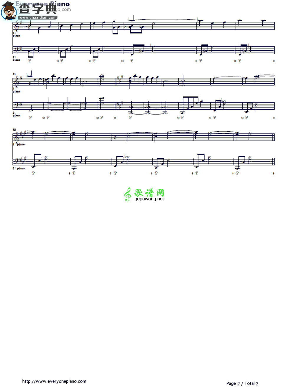 【Waltz for Ariah钢琴谱】五线谱