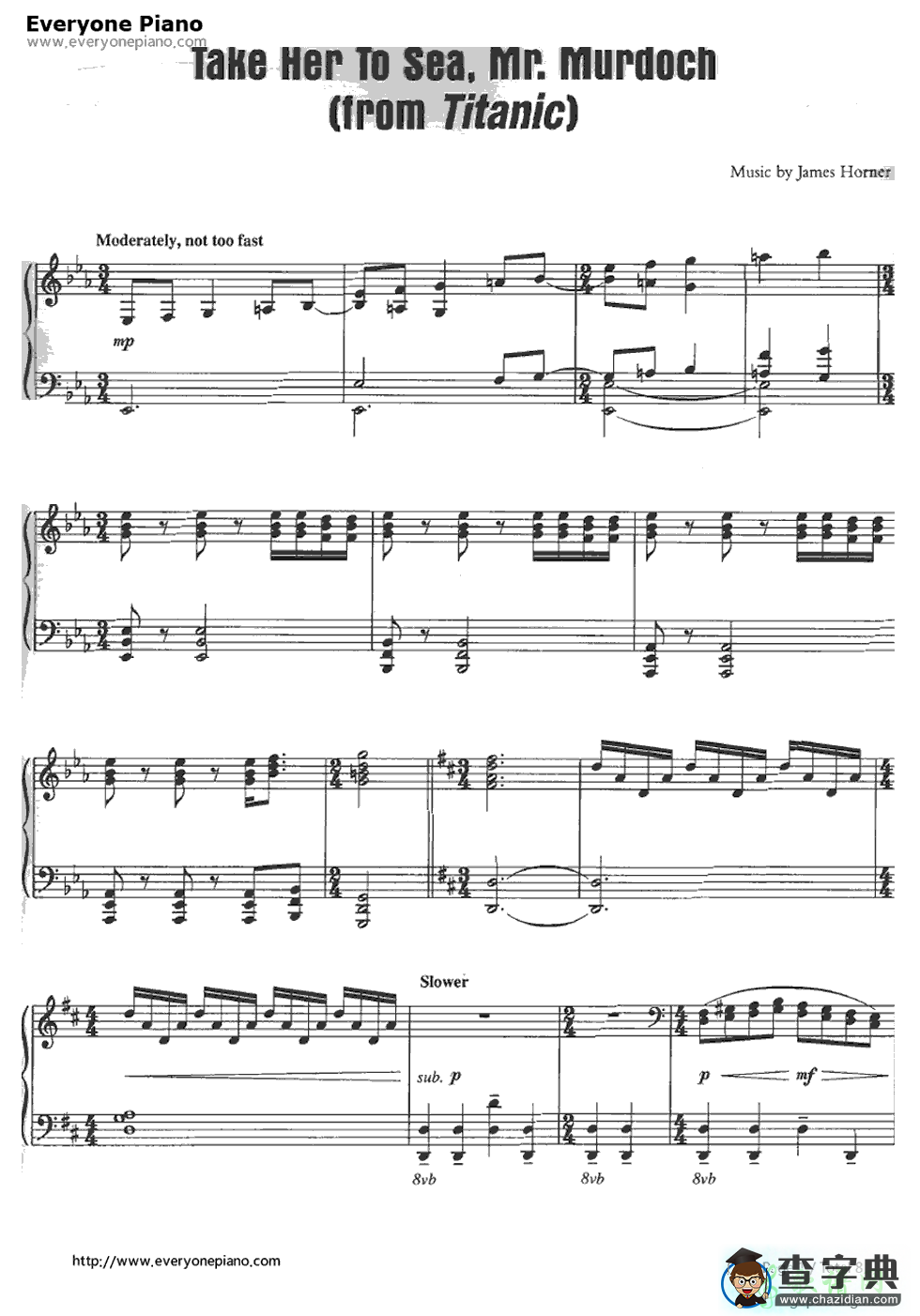【Take Her to Sea, Mr. Murdoch钢琴谱】五线谱