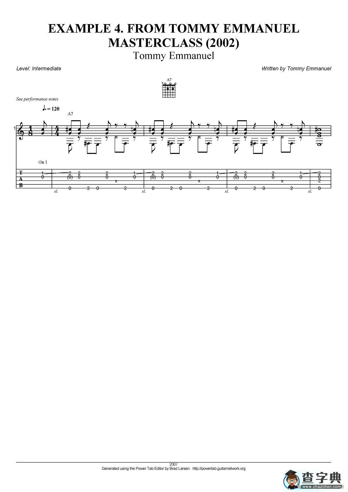 tommy emmanuel：masterclass example-4（指弹吉他）吉他谱