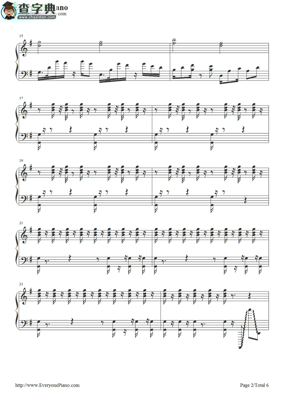 【Work钢琴谱】五线谱