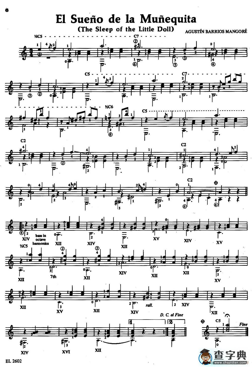 El Sueno de la Munequita（娃娃的梦）（古典吉他）吉他谱