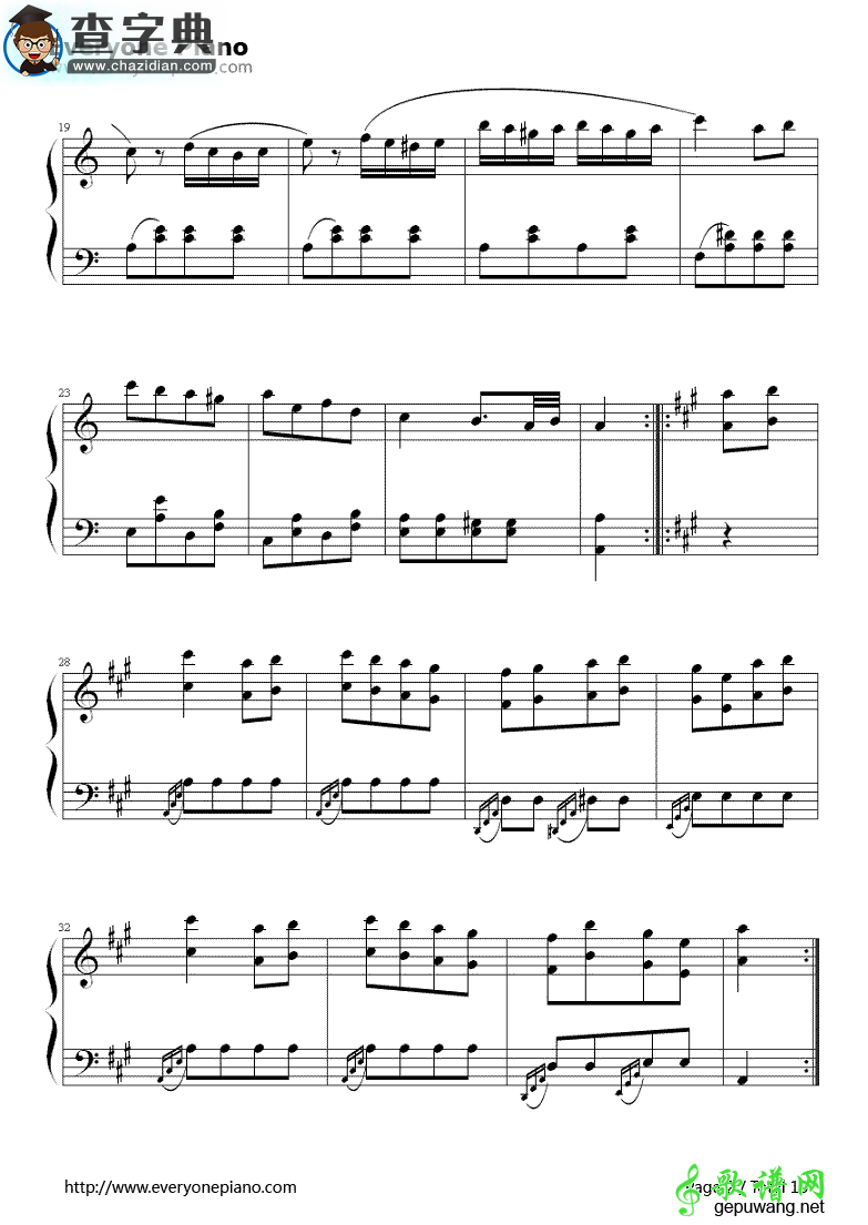 土耳其进行曲钢琴谱_莫扎特Turkish March钢琴谱