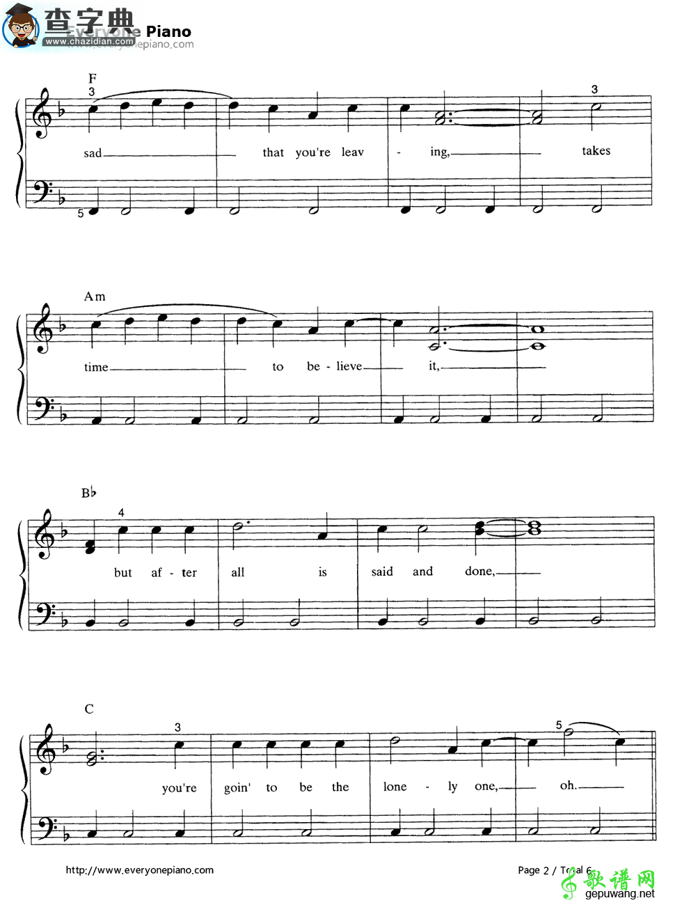 【Believe钢琴谱】Cher
