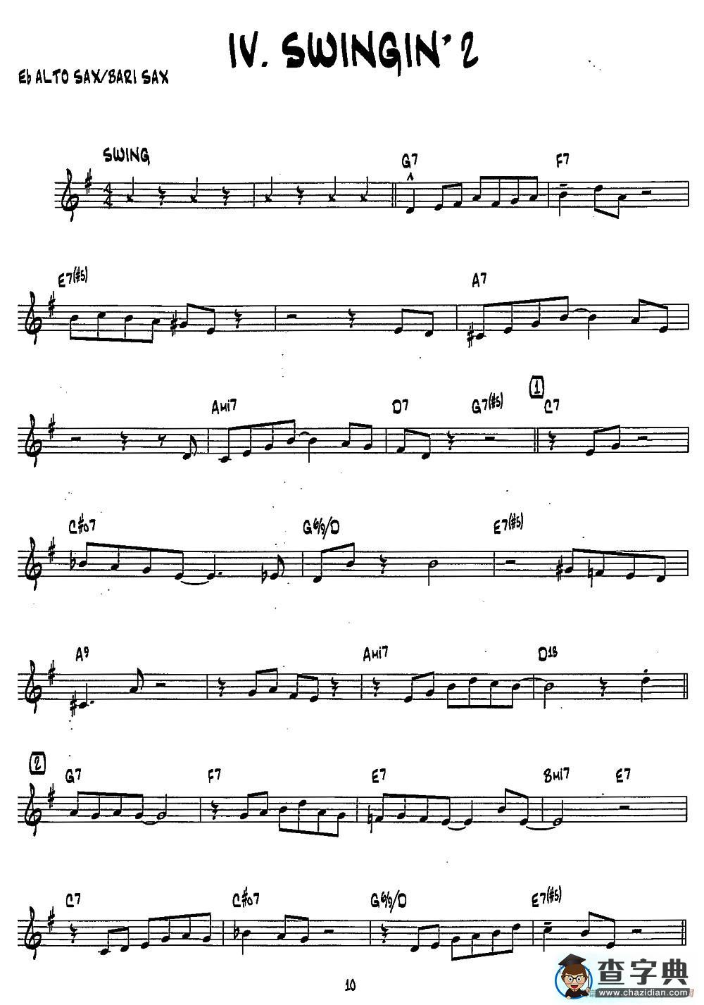 SWINGIN2（15首爵士练习曲之4）萨克斯谱
