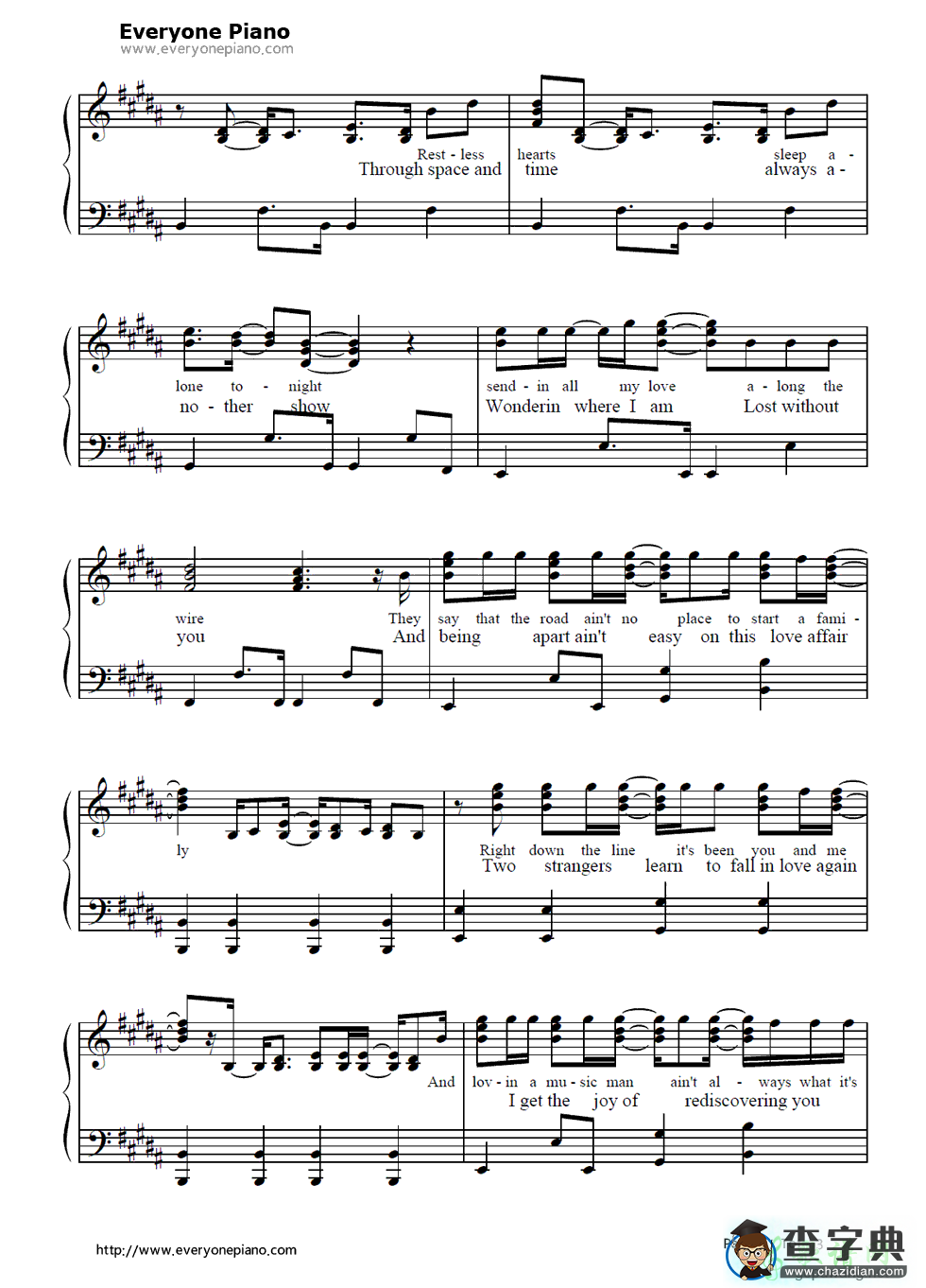 【Faithfully钢琴谱】五线谱