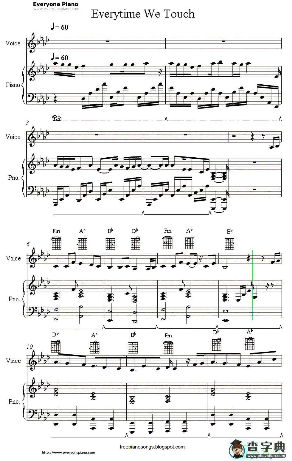 【Everytime We Touch钢琴谱】Cascada