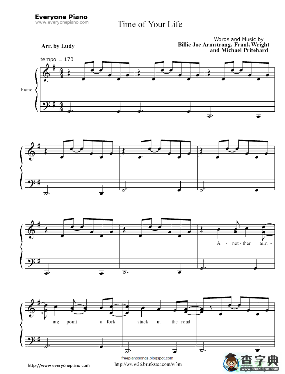 【Good Riddance (Time of Your Life)钢琴谱】五线谱
