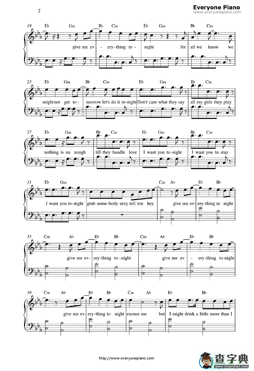 【Give Me Everything钢琴谱】Pitbull