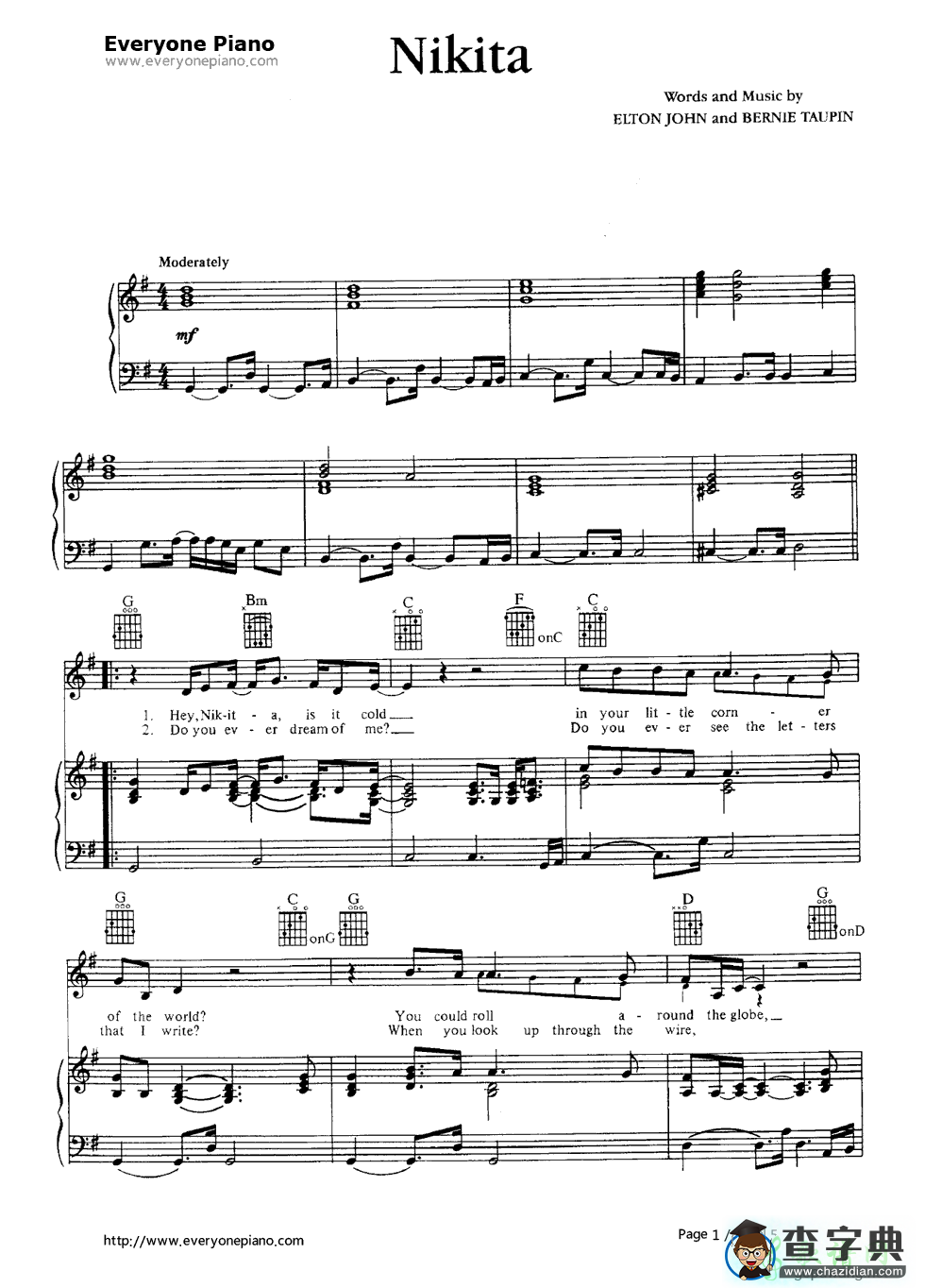 【Nikita钢琴谱】Elton John
