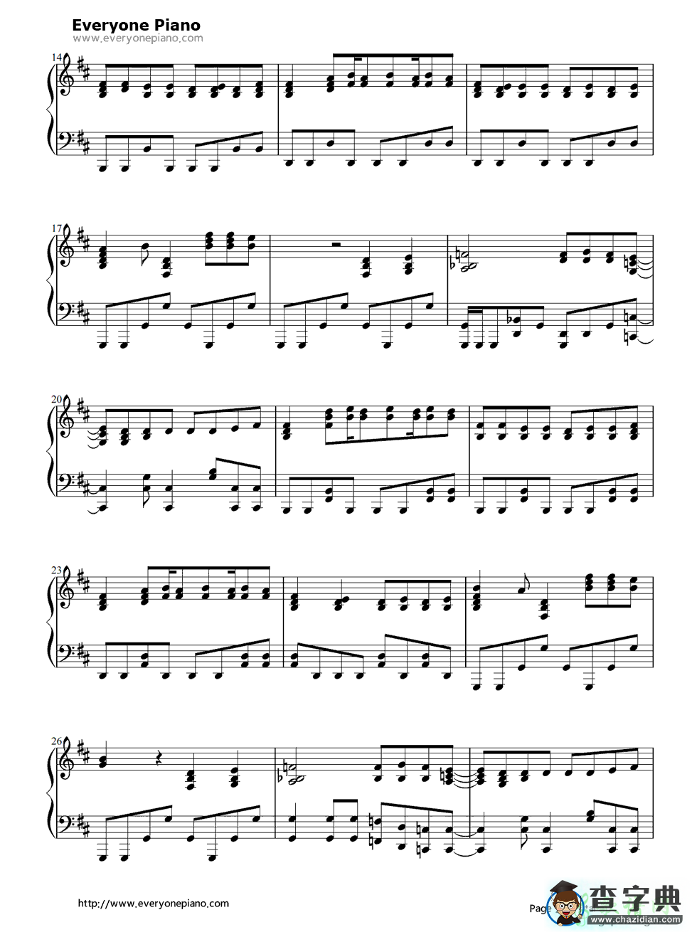 【青春狂骚曲钢琴谱】五线谱