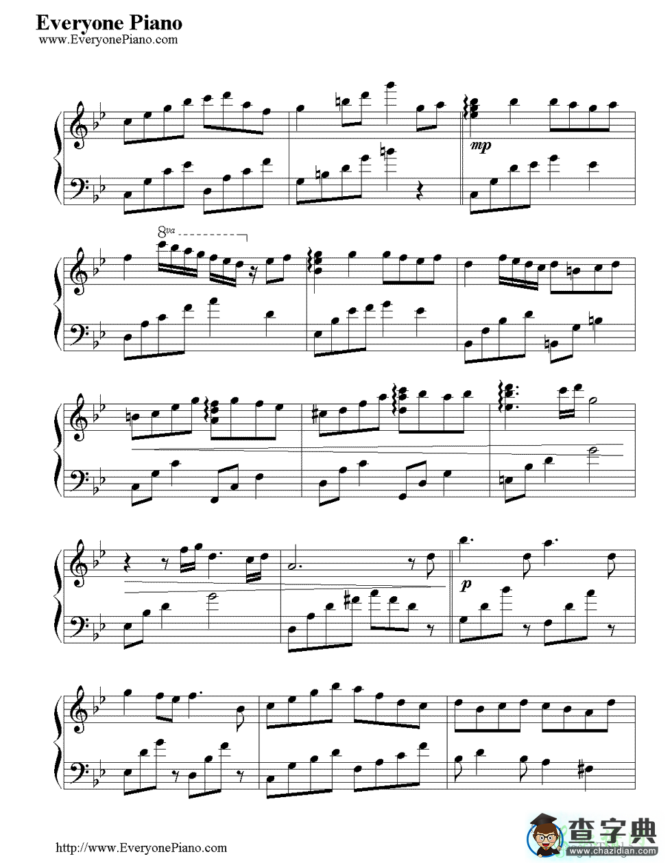 【更替的四季钢琴谱】魔女宅急便主题曲钢琴简谱