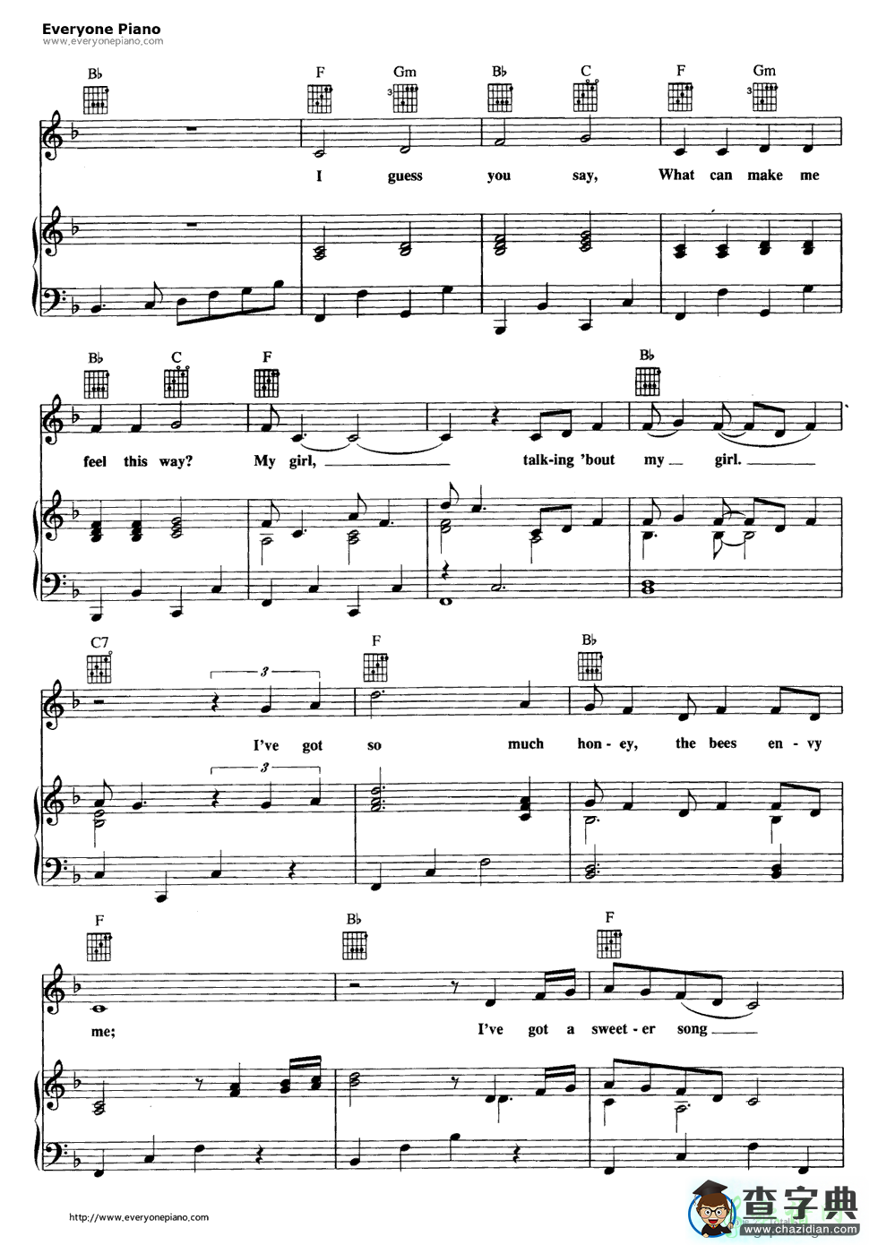 【My Girl钢琴谱】The Temptations