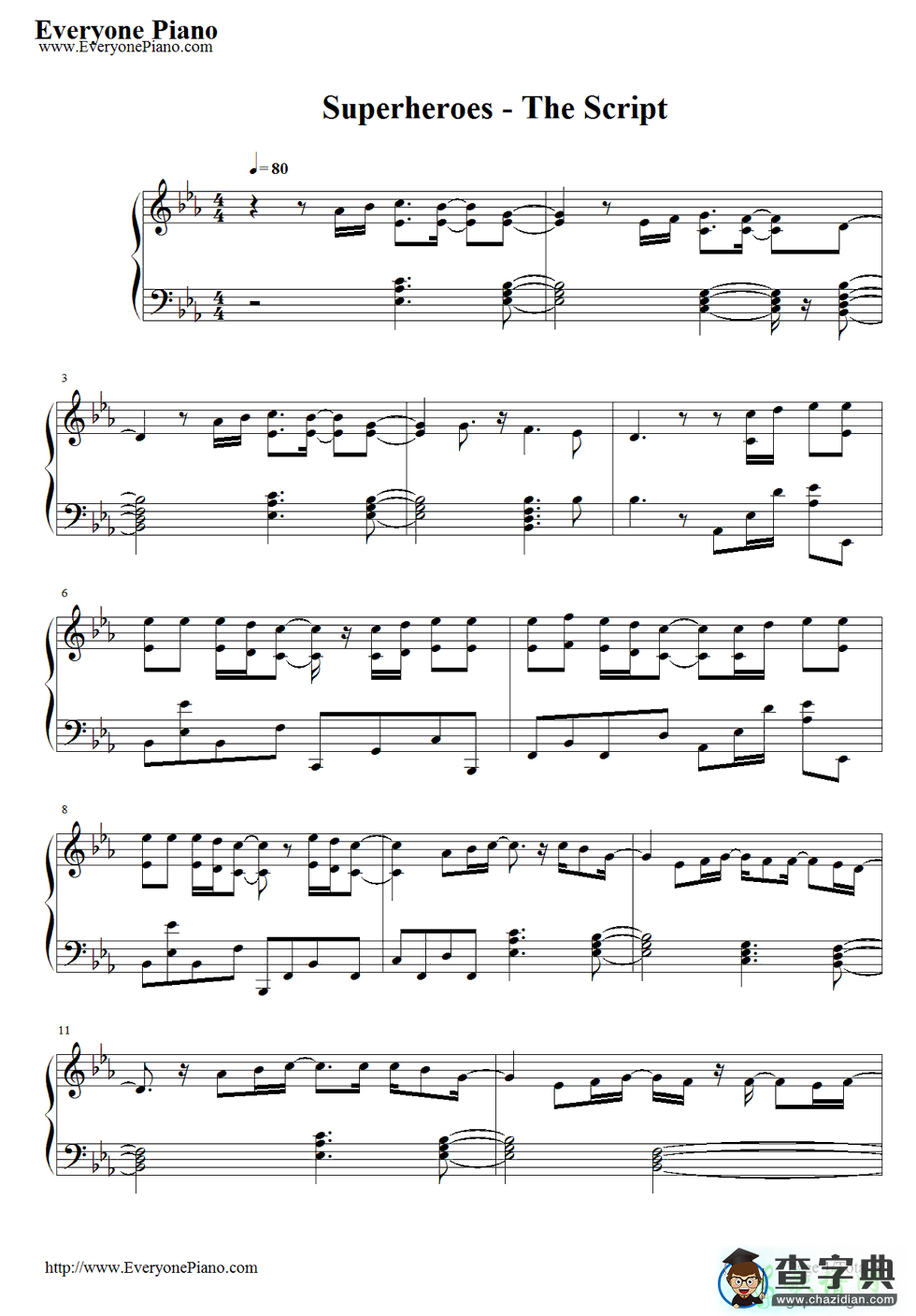 【Superheroes钢琴谱】The Script
