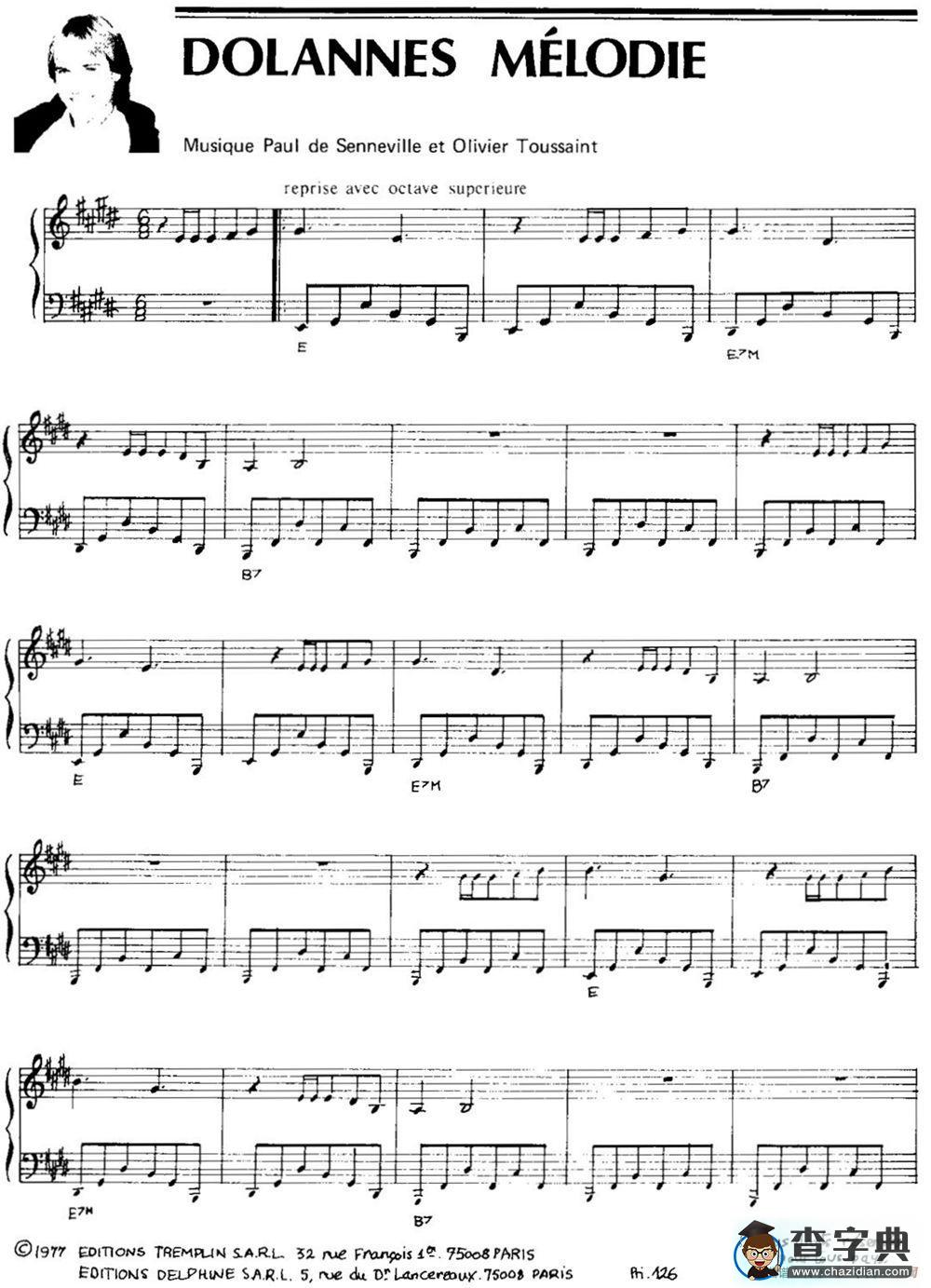 DOLANNES MELODIE钢琴谱