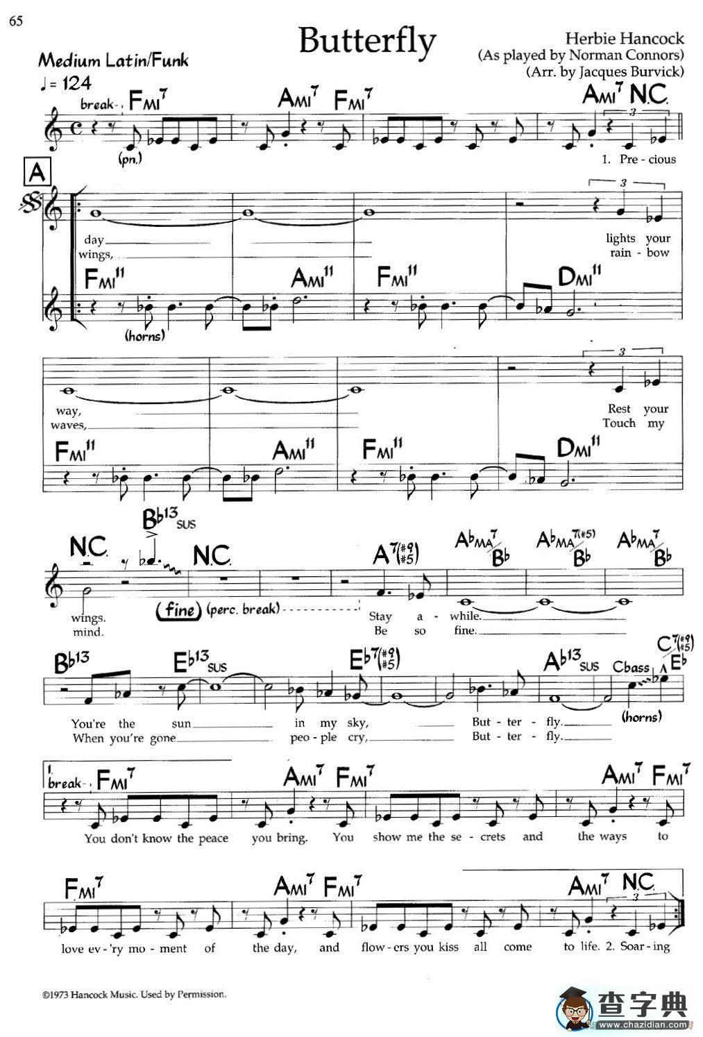 Butterfly（爵士钢琴曲）钢琴谱