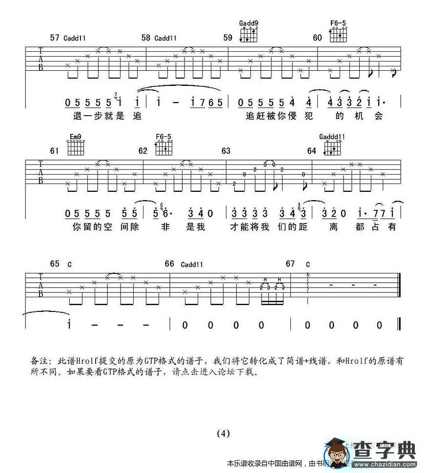 距离（陈绮贞词曲）吉他谱