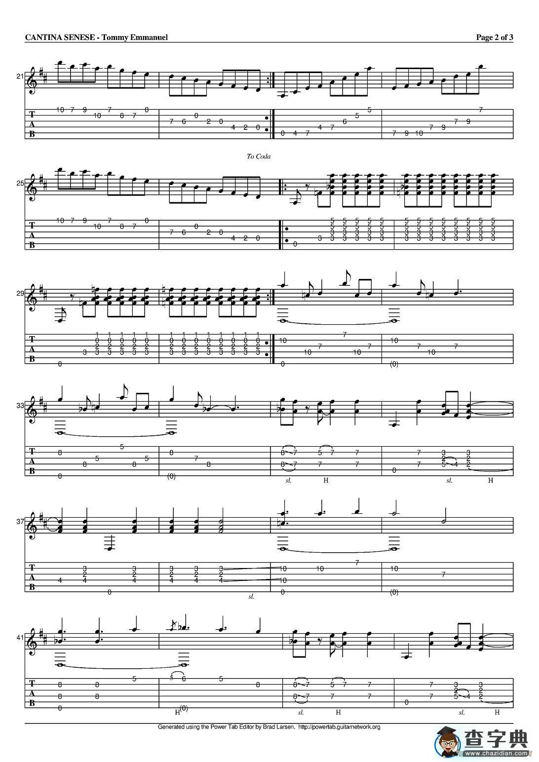tommy emmanuel：cantina senese version-2吉他谱