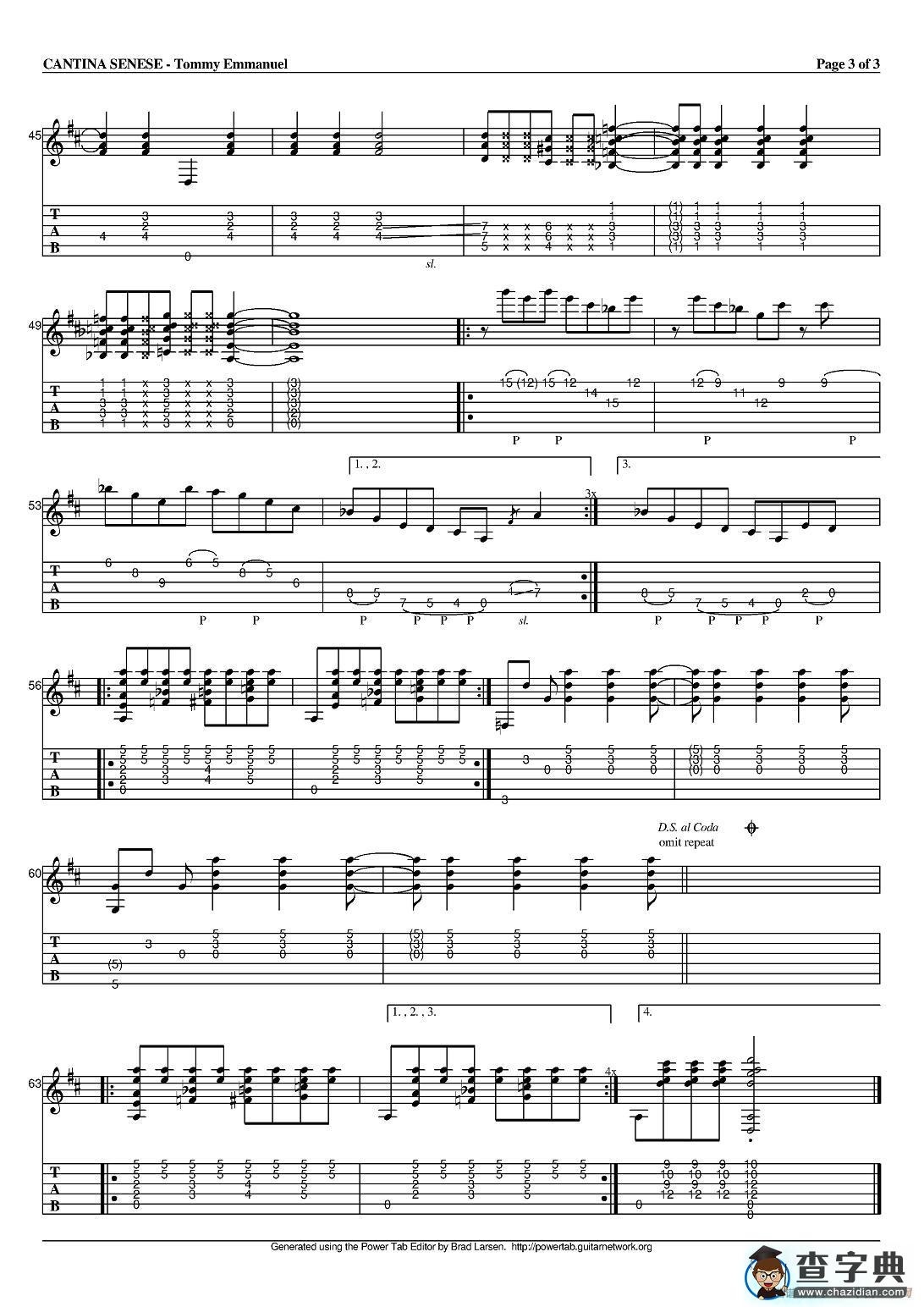 tommy emmanuel：cantina senese version-2吉他谱