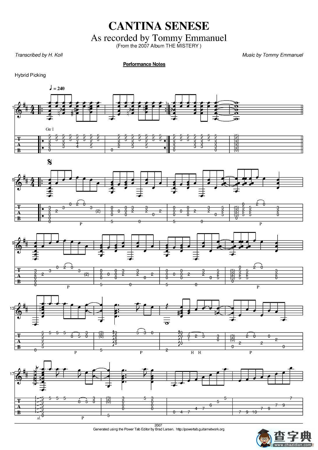 tommy emmanuel：cantina senese version-2吉他谱