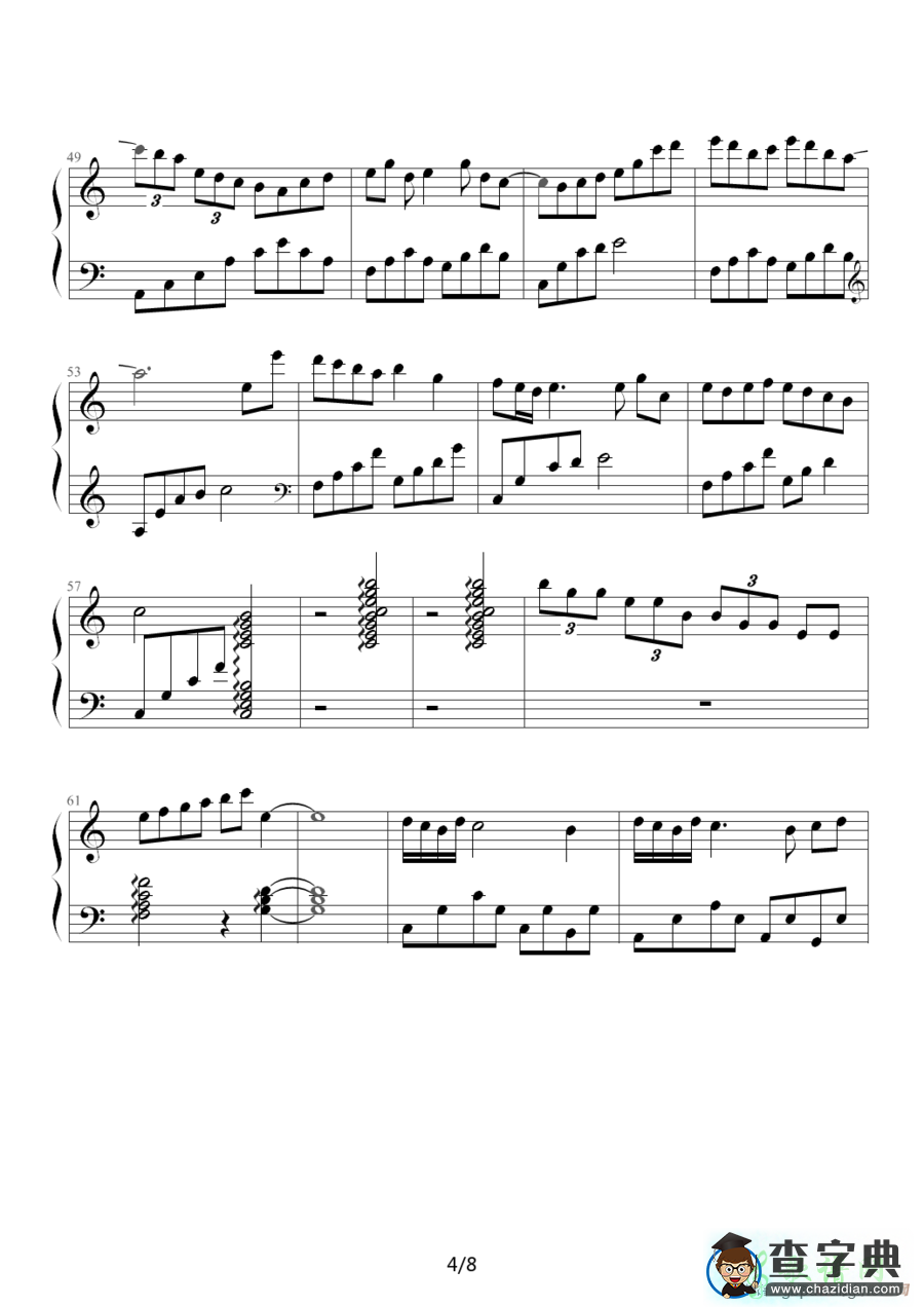 【Memory?钢琴谱】五线谱