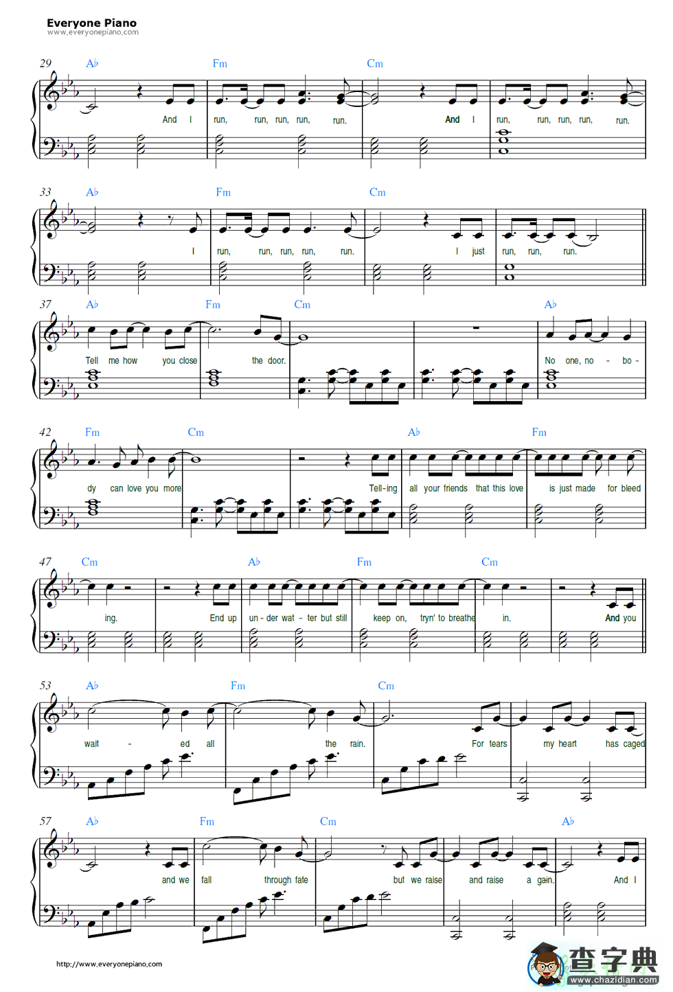 【Run Run Run钢琴谱】Tokio Hotel