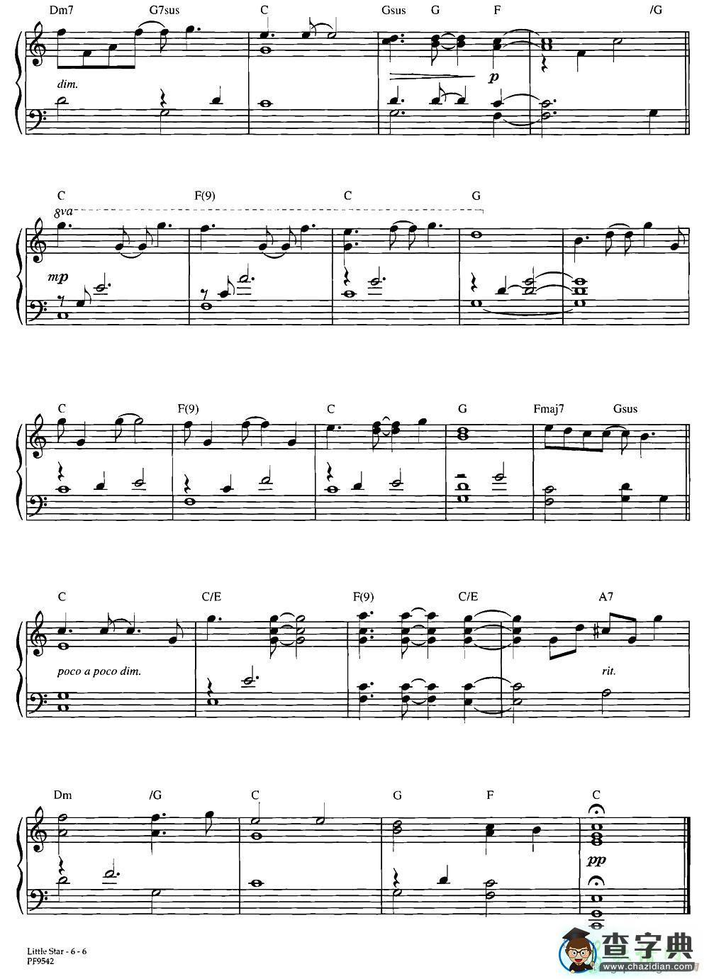 【Little Star钢琴谱】五线谱