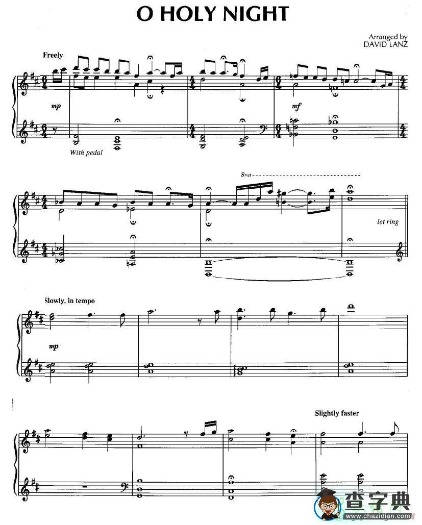 【O Holy Night钢琴谱】五线谱