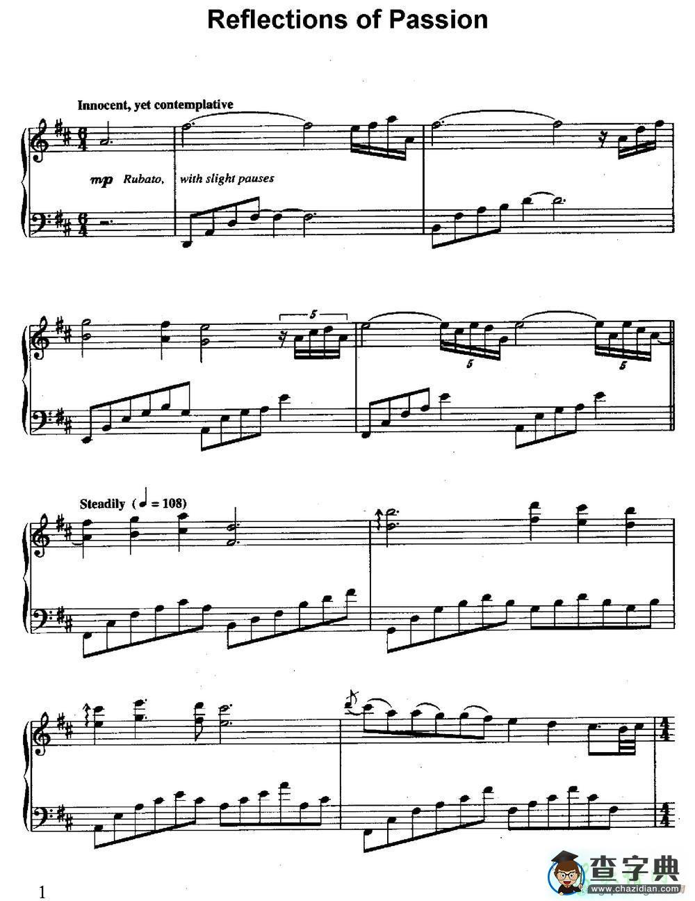 【Reflections of Passion钢琴谱】五线谱