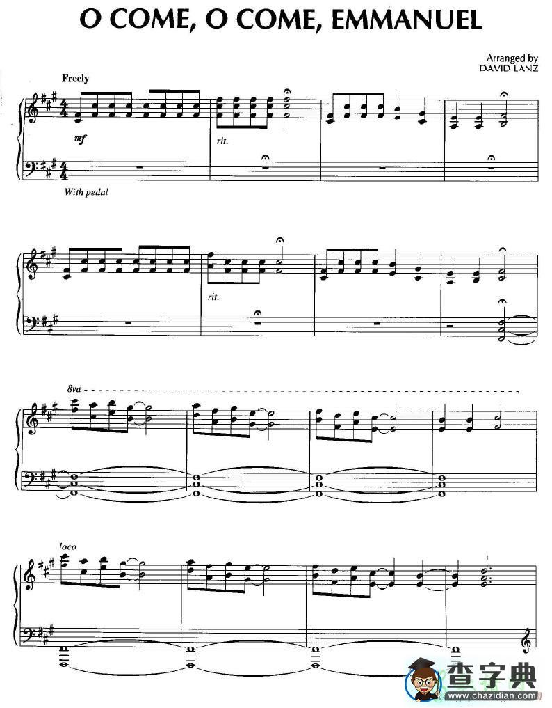 【O Come, O Come, Emmanuel钢琴谱】五线谱