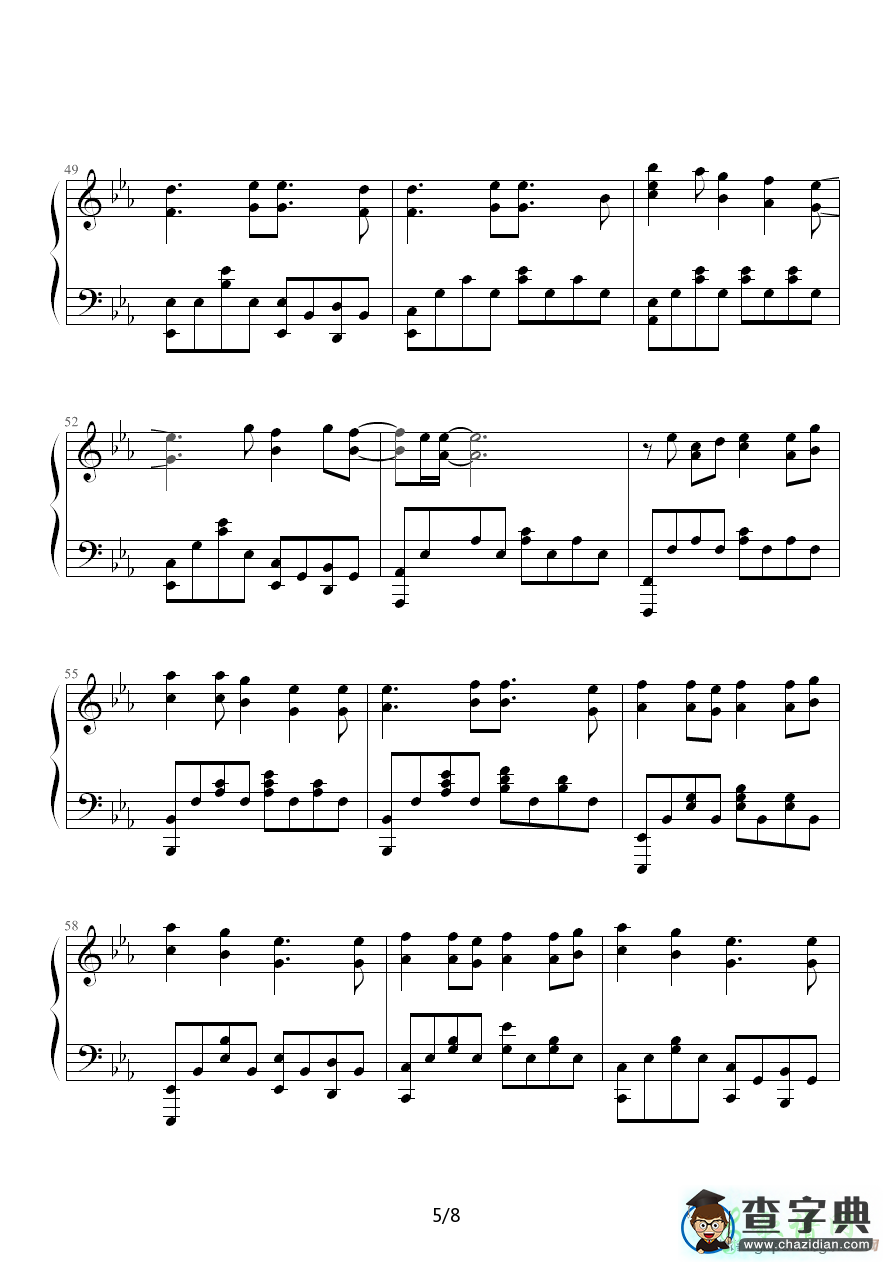 【field of hope钢琴谱】五线谱