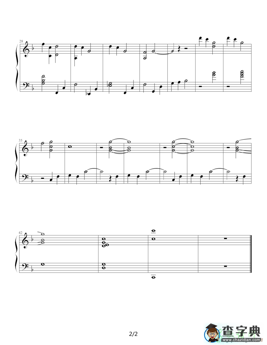【To Love’s End钢琴谱】五线谱