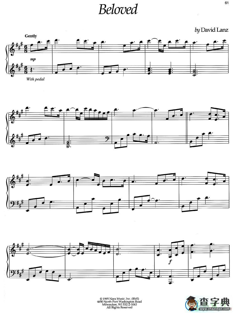 【beloved钢琴谱】五线谱