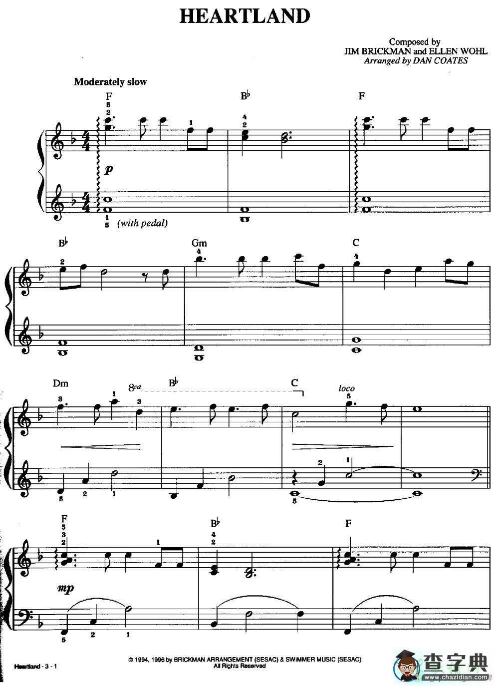 【HEARTLAND钢琴谱】五线谱