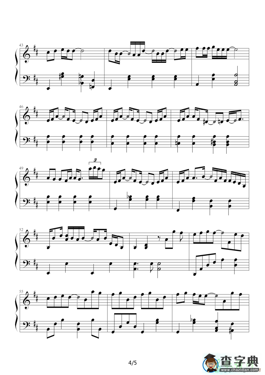 【Kiss Goodbye钢琴谱】五线谱