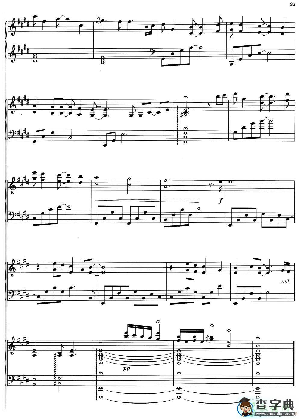 【The Long Goodbye钢琴谱】五线谱