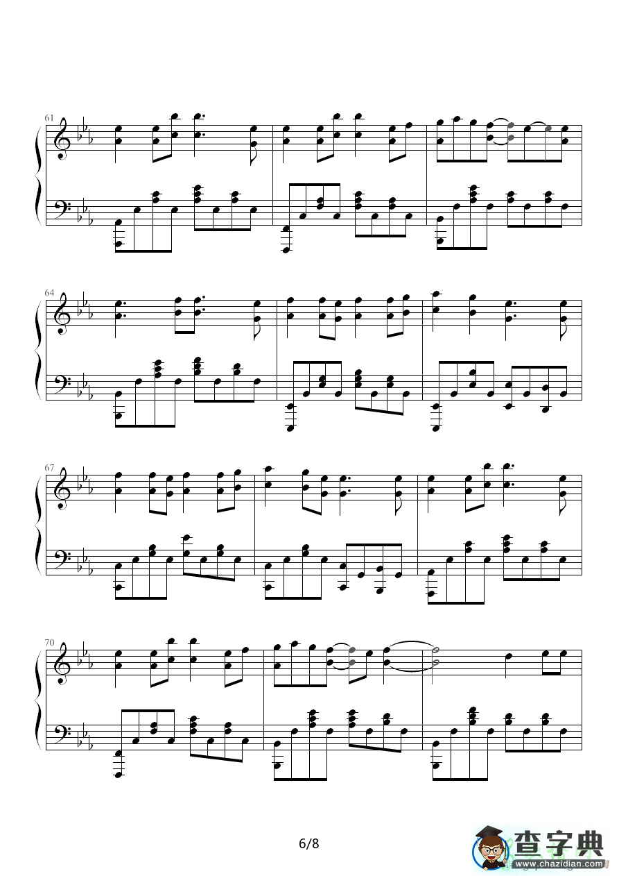 【field of hope钢琴谱】五线谱