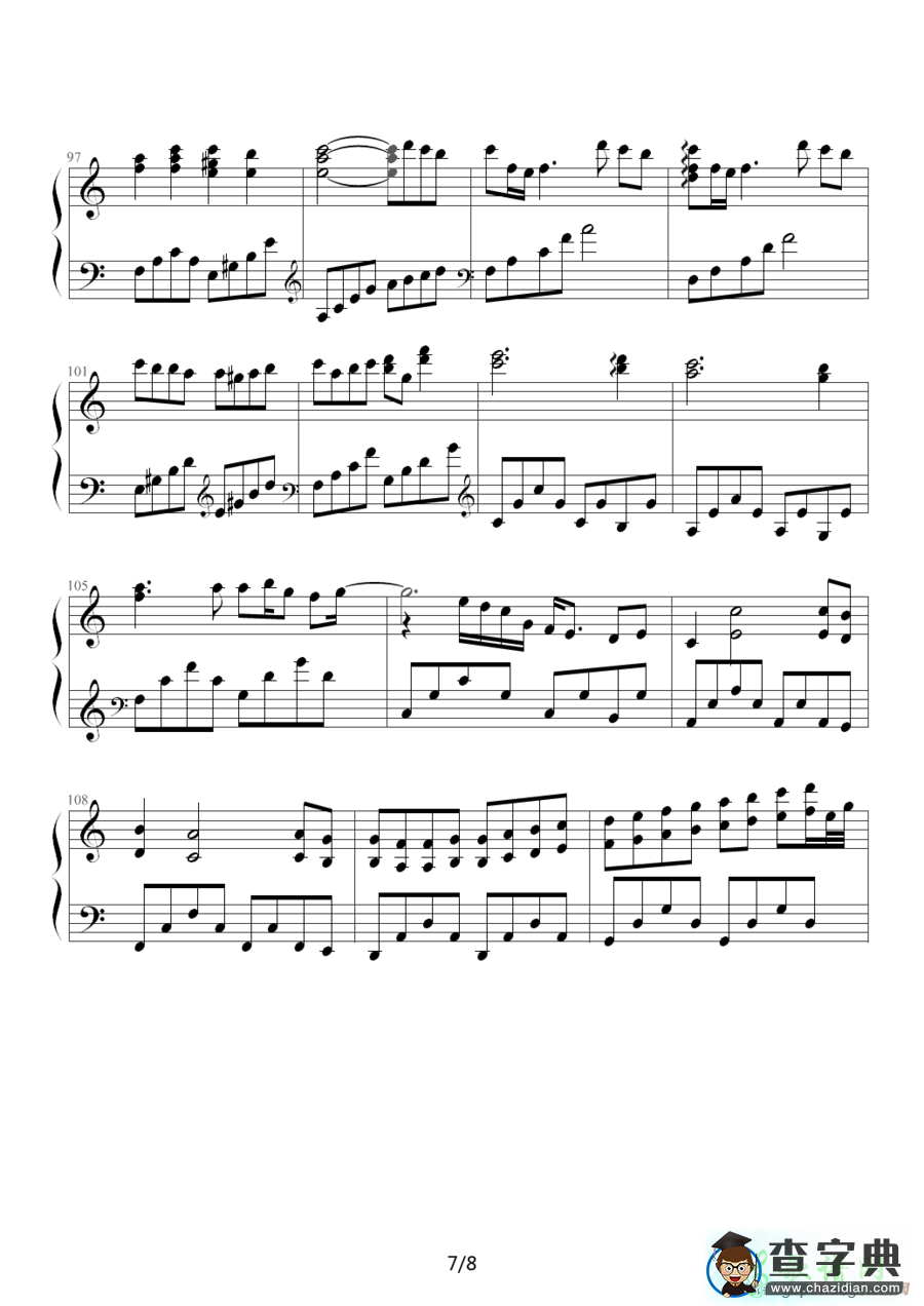 【Memory?钢琴谱】五线谱
