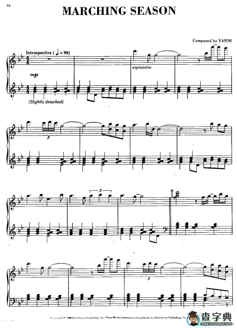 【Marching Season钢琴谱】五线谱