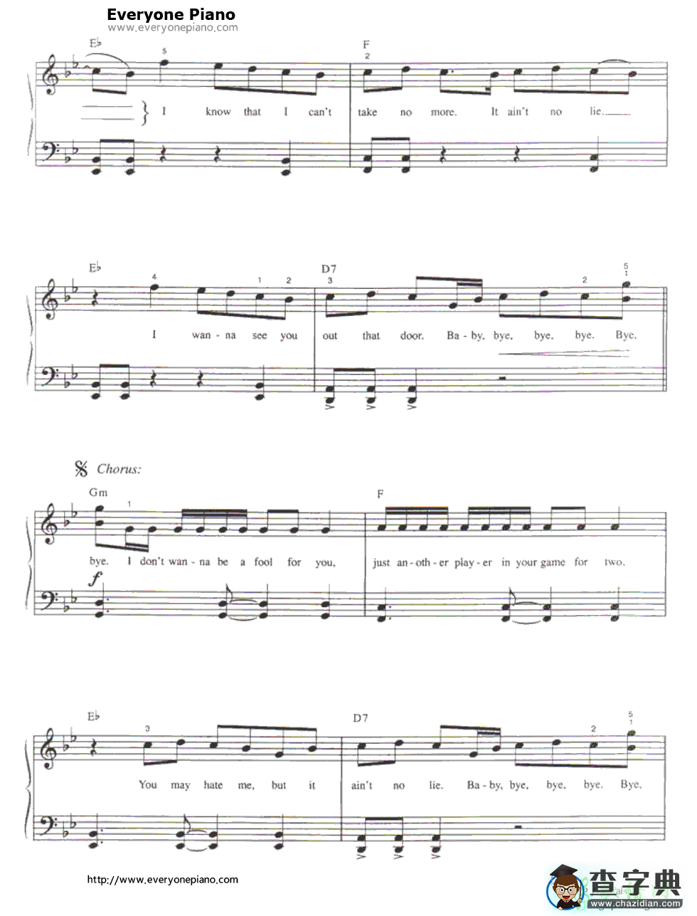 【Bye Bye Bye钢琴谱】N Sync