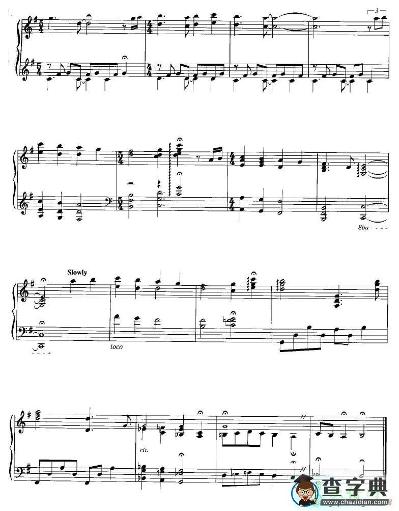 【O Come All Ye Faithful钢琴谱】五线谱