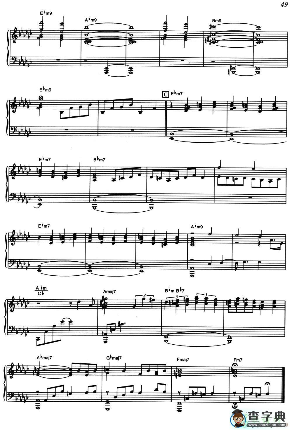 【Nocturne With No Moon钢琴谱】五线谱