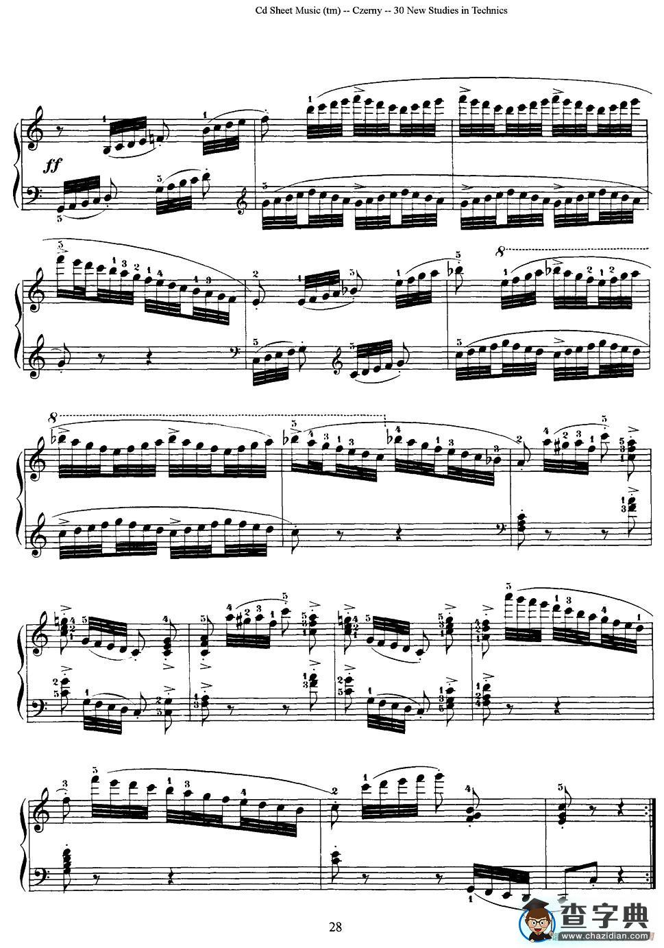 Czerny - 30 New Studies - 16（车尔尼Op849 - 30首练习曲）钢琴谱